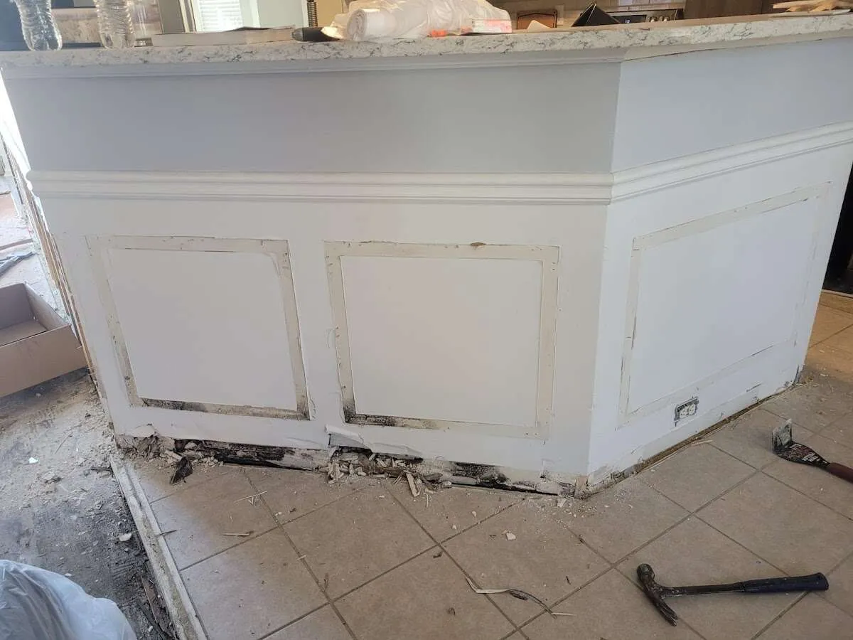 Water damage and mold on kitchen during Sewage Cleanup & Sanitation in Ventnor City
